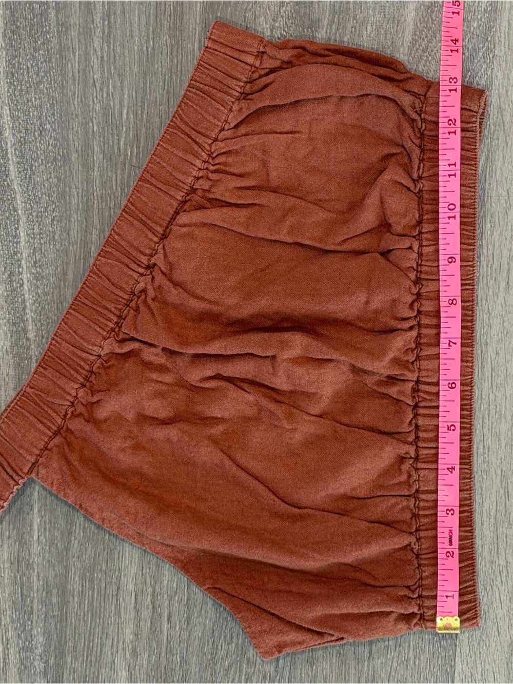 Abercrombie & Fitch Linen Blend One Shoulder Crop Top Rust Terracotta Small - Picture 2 of 6